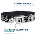 Simba Face Full Color Black/White/Red Seatbelt Buckle Collar - Lion King Scar Poses White/Black