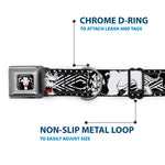 Simba Face Full Color Black/White/Red Seatbelt Buckle Collar - Lion King Scar Poses White/Black