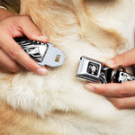 Simba Face Full Color Black/White/Red Seatbelt Buckle Collar - Lion King Scar Poses White/Black