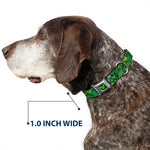 Mickey Silhouette Full Color Black Green Seatbelt Buckle Collar - St. Patrick's Day Mickey Collage Greens