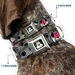 Mickey Mouse Expression3 Full Color Black Seatbelt Buckle Collar - Mickey & Minnie Peek-a-Boo Expressions Swirl Black/White