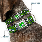 Monsters Eye CLOSE-UP Seatbelt Buckle Collar - Monsters Inc. Eye Collage Weathered Greens/Blues