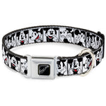 MICKEY MOUSE Autograph Full Color Black/White Seatbelt Buckle Collar - Mickey Mouse Expression Blocks White/Black/Red