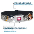 Load image into Gallery viewer, Princess Gem Heart Full Color Black/Pink Seatbelt Buckle Collar - Princess Pose/Princess & Prince Scene Grays/Multi Color