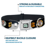CHIP & DALE Text Logo Full Color Black/Gray Seatbelt Buckle Collar - CHIP & DALE Expression Bubbles Black/Multi Color