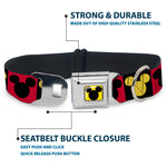 Mickey Mouse Ears Full Color Yellow/Black Seatbelt Buckle Collar - Mickey Mouse Ears Icon Blocks Red/Black/Yellow