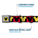 Mickey Mouse Ears Full Color Yellow/Black Seatbelt Buckle Collar - Mickey Mouse Ears Icon Blocks Red/Black/Yellow