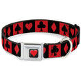 Load image into Gallery viewer, Alice in Wonderland Heart Full Color Black/Red Seatbelt Buckle Collar - Alice in Wonderland Card Suits Red/Black