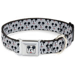 Mickey Mouse Smiling Face Full Color Gray Seatbelt Buckle Collar - Mickey Mouse Smiling Face Monogram Gray
