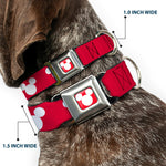 Mickey Mouse Ears Icon Full Color Red/White Seatbelt Buckle Collar - Mickey Mouse Ears Icon Red/White