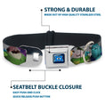 Load image into Gallery viewer, Monsters University Logo Full Color Blue/White Seatbelt Buckle Collar - Monsters University Character Lineup Gray
