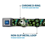 Monsters University Logo Full Color Blue White Seatbelt Buckle Collar - Mike Poses/Eyeballs Black/Greens