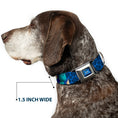 Load image into Gallery viewer, Monsters University Logo Full Color Blue White Seatbelt Buckle Collar - Monsters University Sulley & Mike Poses/Checkers Blue