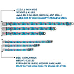 Lilo & Stitch Flower Full Color Blue/Pink Seatbelt Buckle Collar - Lilo & Stitch Stitch Expressions and Tropical Flowers Blues/Pinks