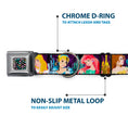 Load image into Gallery viewer, Princess Jewels Full Color Black Multi Color Seatbelt Buckle Collar - Disney Princess Poses/Castle Silhouettes Purples/Multi Color