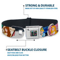 Load image into Gallery viewer, Princess Jewels Full Color Black/Multi Color Seatbelt Buckle Collar - Disney Princess Poses/Castle Blocks