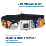 Princess Jewels Full Color Black/Multi Color Seatbelt Buckle Collar - Disney Princess Poses/Castle Blocks