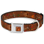 Pinocchio CLOSE-UP Full Color Wood Grain Seatbelt Buckle Collar - Pinocchio Poses Black/White/Multi Color