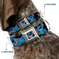 Load image into Gallery viewer, Stitch Smiling CLOSE-UP Full Color Seatbelt Buckle Collar - Stitch 2-Expressions/2-Poses Tropical Flora Black/Purple-Blue Fade