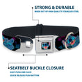 Load image into Gallery viewer, Stitch Smiling CLOSE-UP Full Color Seatbelt Buckle Collar - Stitch 2-Expressions/2-Poses Tropical Flora Black/Purple-Blue Fade