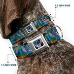 Stitch Smiling CLOSE-UP Full Color Black Seatbelt Buckle Collar - Lilo & Stitch 5-Scene Blocks