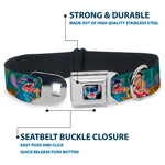 Stitch Smiling CLOSE-UP Full Color Black Seatbelt Buckle Collar - Lilo & Stitch 5-Scene Blocks