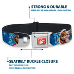 Frozen Elsa the Snow Queen Pose Snowflakes Full Color Blue White Seatbelt Buckle Collar - Anna & Elsa Poses/Castle & Mountains Blues