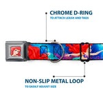 Ariel Face3 Full Color Blue Seatbelt Buckle Collar - Ariel Vivid Underwater Sparkle Poses/Castle