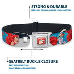 Ariel Face3 Full Color Blue Seatbelt Buckle Collar - Ariel & Flounder Vivid Underwater Poses