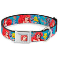 Load image into Gallery viewer, Ariel Face3 Full Color Blue Seatbelt Buckle Collar - Ariel & Flounder Vivid Underwater Poses
