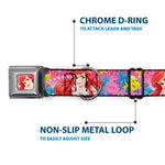 Ariel Face4 Full Color Pink Blue Seatbelt Buckle Collar - Ariel/Flounder/Fish Trio Poses Pinks