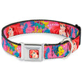 Load image into Gallery viewer, Ariel Face4 Full Color Pink Blue Seatbelt Buckle Collar - Ariel/Flounder/Fish Trio Poses Pinks