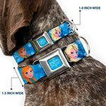 FROZEN Logo Full Color Blues Seatbelt Buckle Collar - Frozen Character Poses Blues