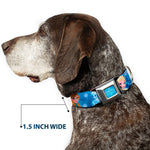 FROZEN Logo Full Color Blues Seatbelt Buckle Collar - Frozen Character Poses Blues