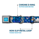 FROZEN Logo Full Color Blues Seatbelt Buckle Collar - Frozen Olaf Poses/Snowflakes Blues