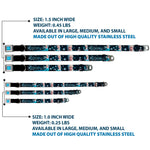 FROZEN Logo Full Color Blues Seatbelt Buckle Collar - Elsa the Snow Queen Poses PERFECT AND POWERFUL Blues/White