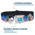 FROZEN Logo Full Color Blues Seatbelt Buckle Collar - Elsa the Snow Queen Poses/Castle & Snowy Mountains Blue-Pink Fade