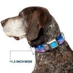FROZEN Logo Full Color Blues Seatbelt Buckle Collar - Elsa the Snow Queen Poses/Castle & Snowy Mountains Blue-Pink Fade
