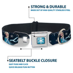 Frozen Snowflake Full Color Blue White Seatbelt Buckle Collar - Elsa the Snow Queen Poses/Snowflakes LET IT GO Blues/White