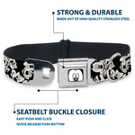 Mickey Mouse Face CLOSE-UP Full Color White Black Seatbelt Buckle Collar - Mickey Mouse Expressions Stacked White/Black