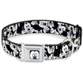 Load image into Gallery viewer, Mickey Mouse Face CLOSE-UP Full Color White Black Seatbelt Buckle Collar - Mickey Mouse Expressions Stacked White/Black