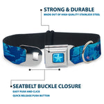 Ariel Daydreaming Full Color Blues Seatbelt Buckle Collar - Ariel Silhouette Poses/Castle Blues