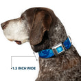 Load image into Gallery viewer, Ariel Daydreaming Full Color Blues Seatbelt Buckle Collar - Ariel Silhouette Poses/Castle Blues