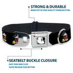 Classic Mickey Mouse Face CLOSE-UP Full Color Seatbelt Buckle Collar - Classic Mickey Mouse Pose Black