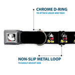 Classic Mickey Mouse Face CLOSE-UP Full Color Seatbelt Buckle Collar - Classic Mickey Mouse Pose Black