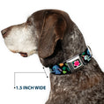 Load image into Gallery viewer, Lilo & Stitch Hibiscus Flower Full Color Black/Pink Seatbelt Buckle Collar - Stitch & Scrump Poses/Tropical Flora