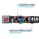 Lilo & Stitch Hibiscus Flower Full Color Black Pink Seatbelt Buckle Collar - OHANA MEANS FAMILY/Stitch & Scrump Poses/Tropical Flora Black/White/Multi Color