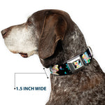 Glowing Tinker Bell Pose Full Color Seatbelt Buckle Collar - Glowing Tinker Bell Poses/Butterflies & Flowers Black/Multi Neon