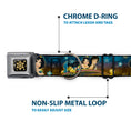 Load image into Gallery viewer, Aladdin Flower Motif Full Color Black/Gold Seatbelt Buckle Collar - Jasmine & Aladdin Carpet Ride/Jasmine Poses/Flowers