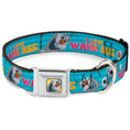 Load image into Gallery viewer, Olaf Face Frozen Sun Full Color Seatbelt Buckle Collar - Olaf Pose I LOVE WARM HUGS Stripe Blues